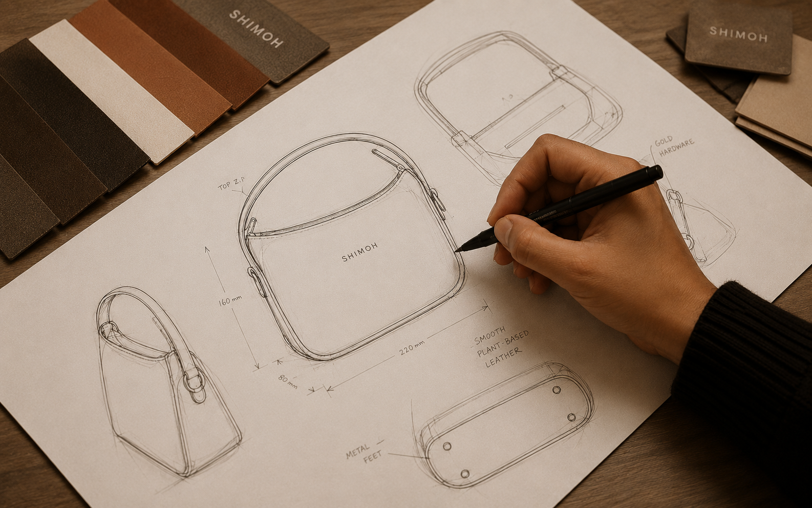 Desigining plant based leather bag